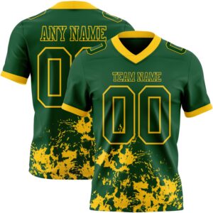 Custom Green Yellow 3D Pattern Splash Authentic Football Jersey