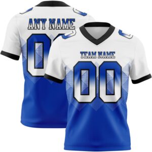 Custom White Thunder Blue-Black Authentic Gradient Square Shape Flag Football Jersey